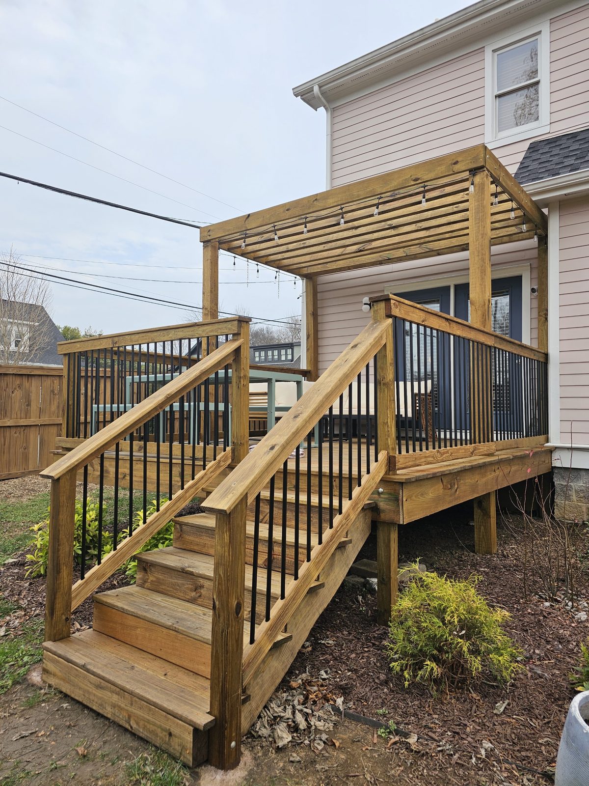 Wood deck and pergola