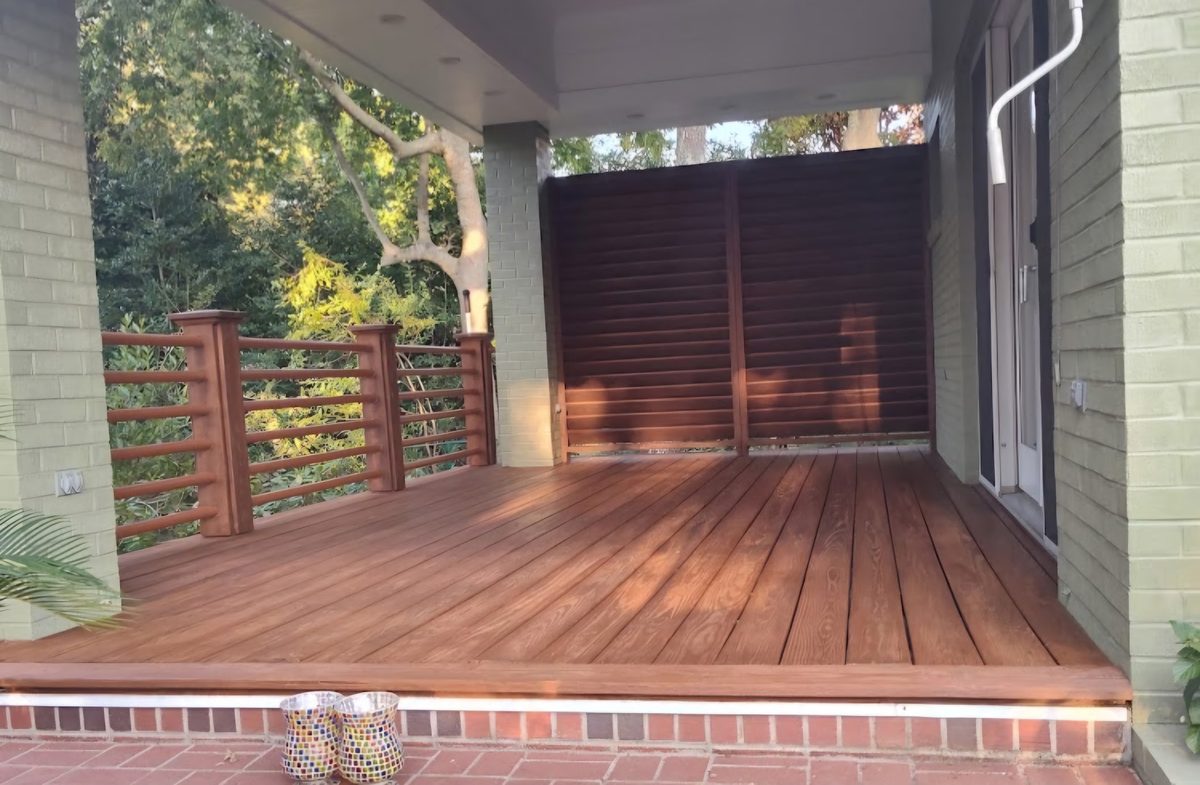 Painted brick and stained front porch