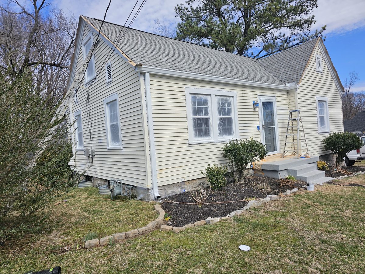 Exterior trim prepared before painting